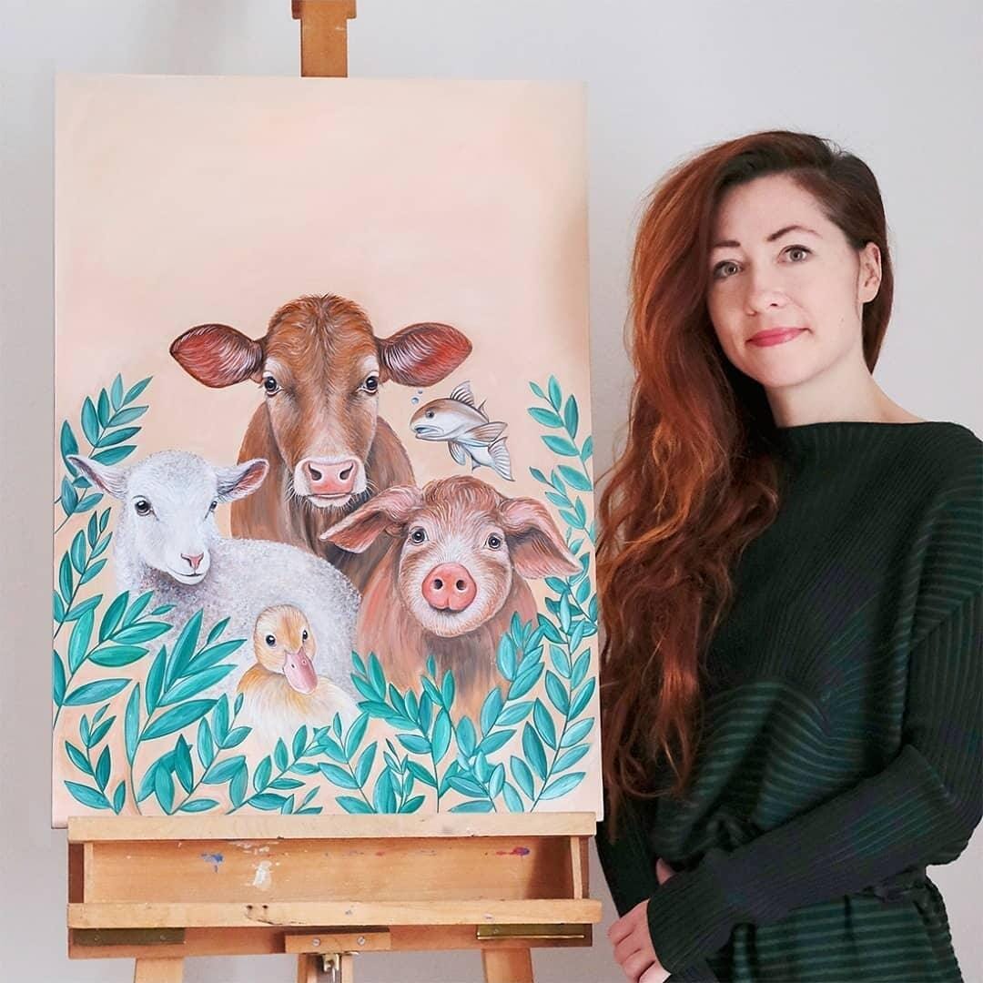 Einzigartige Vegane Kunst: Atelier Chantal Kaufmann - Team Vegan © vegan t shirt