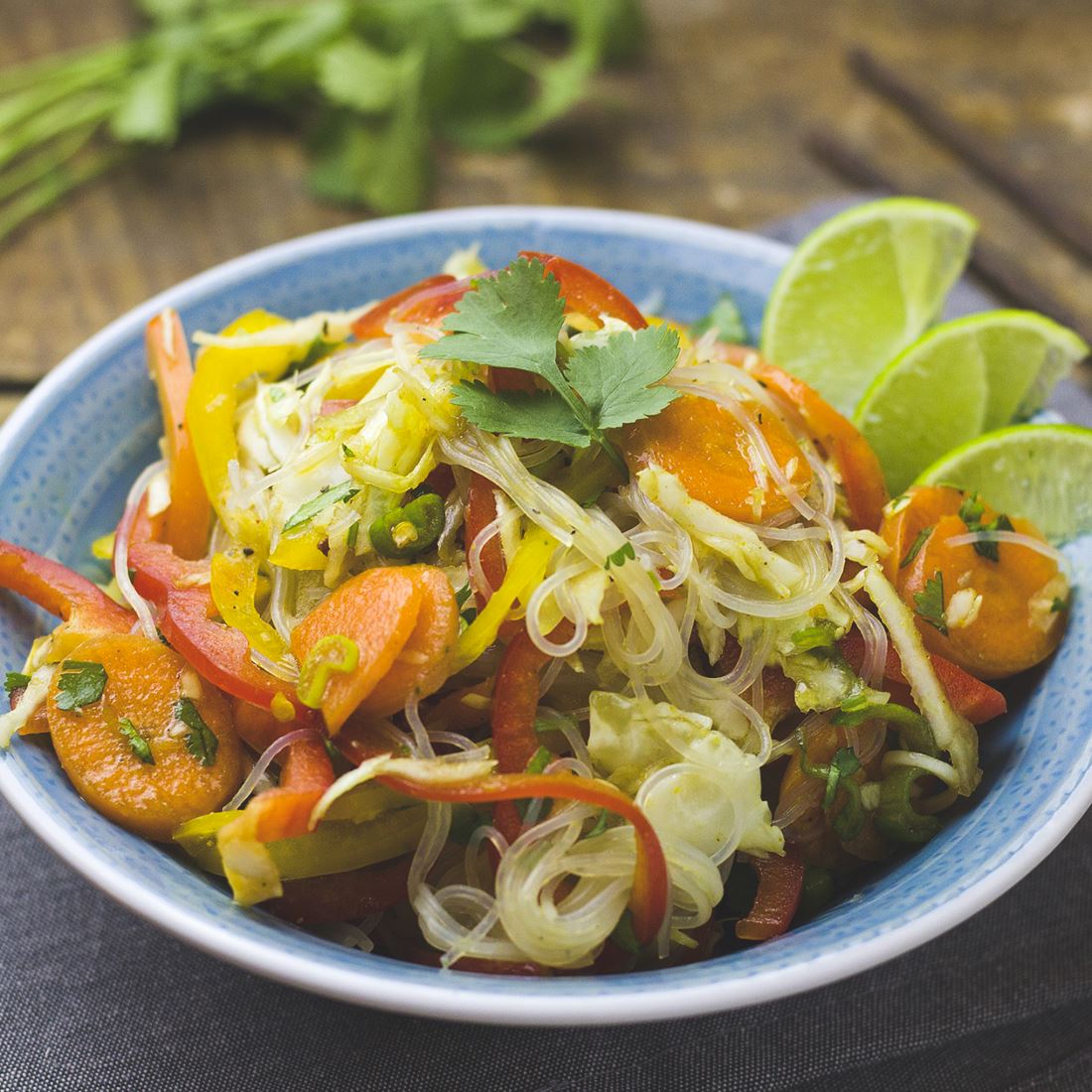 Glasnudelsalat mit krossem Tempeh - Team Vegan © vegan t shirt