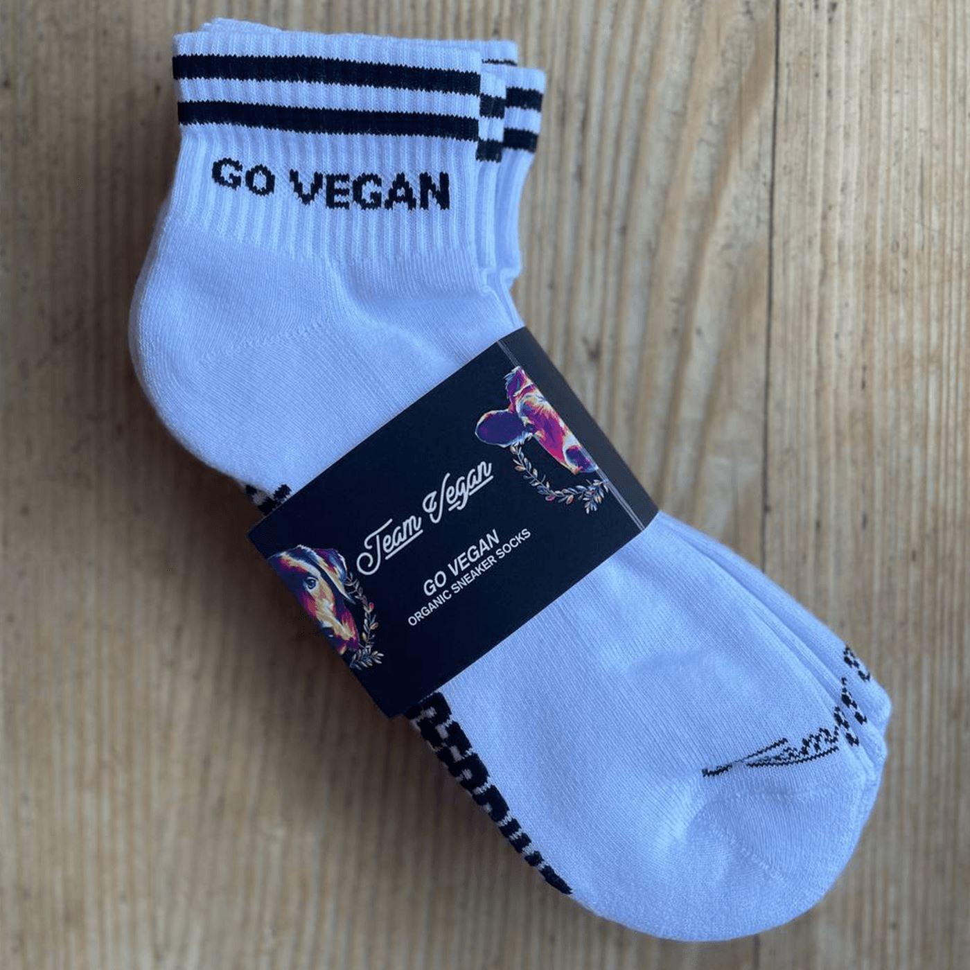 Go Vegan - Retro Sneaker Socken mit Streifen aus Bio-Baumwolle - 4er Set - Team Vegan © vegan t shirt