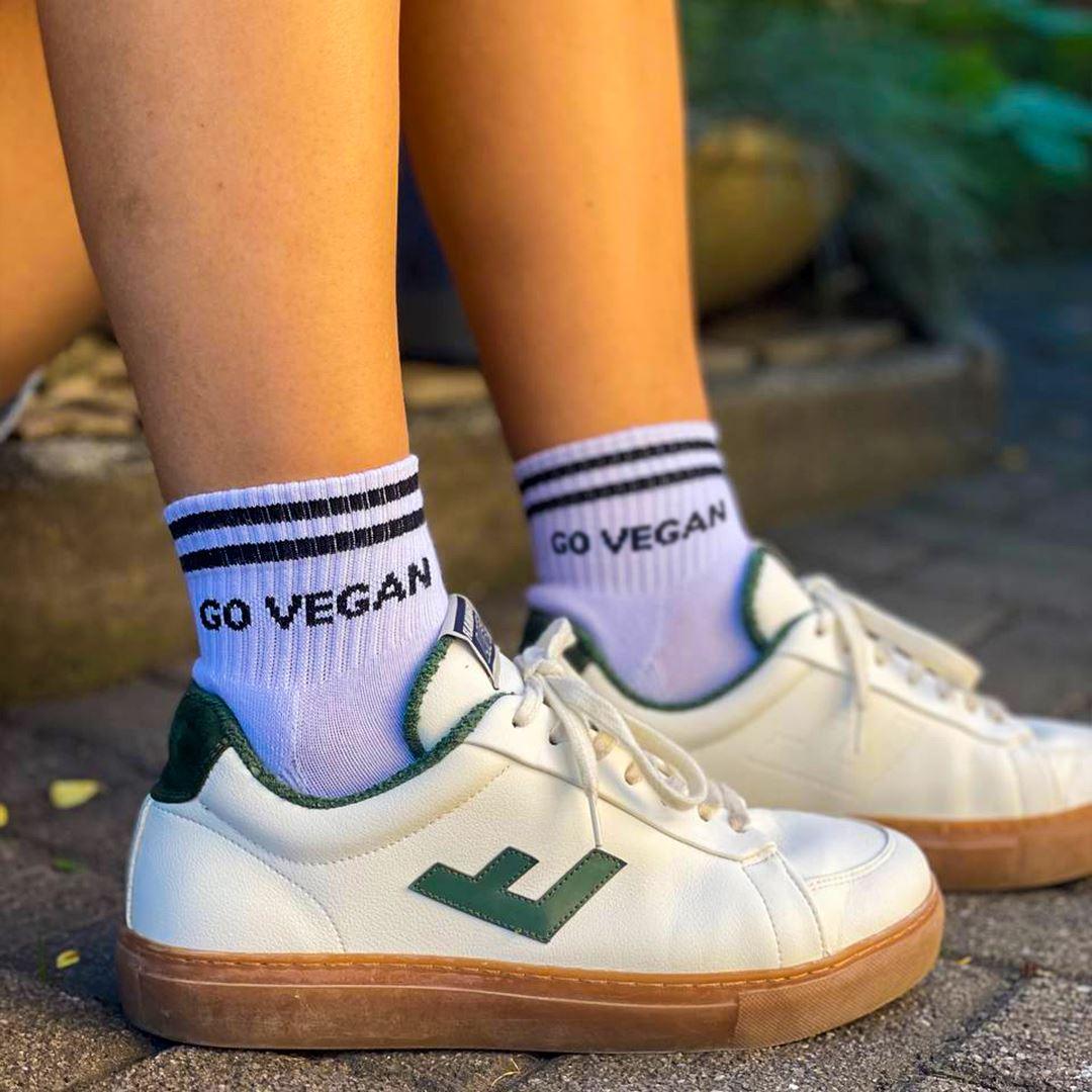 Go Vegan - Retro Sneaker Socken mit Streifen aus Bio-Baumwolle - 4er Set - Team Vegan © vegan t shirt