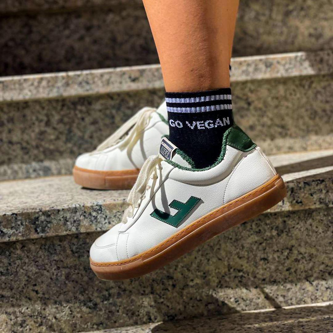 Go Vegan - Retro Sneaker Socken mit Streifen aus Bio-Baumwolle - 4er Set - Team Vegan © vegan t shirt