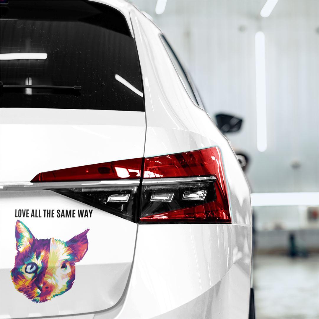 Love All The Same Way - Autoaufkleber Sticker - Team Vegan © vegan t shirt