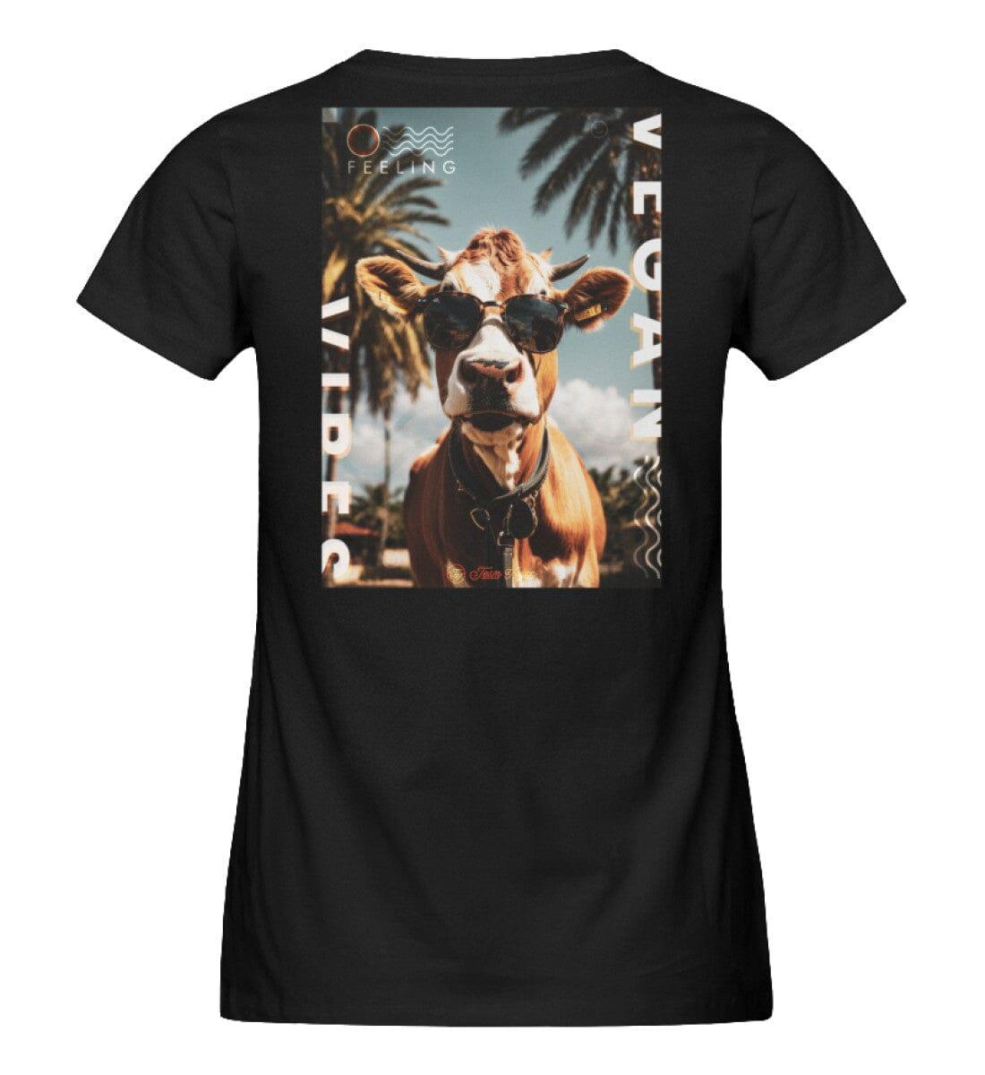 Vegan Vibes - Cow (beidseitig) - Damen Organic Shirt Stella Jazzer T-Shirt ST/ST Shirtee