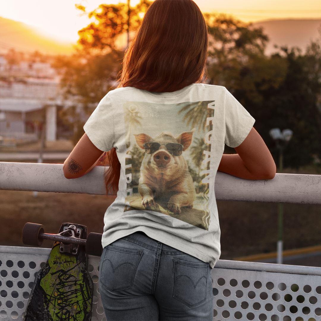 Vegan Vibes - Cow (beidseitig) - Damen Organic Shirt Stella Jazzer T-Shirt ST/ST Shirtee