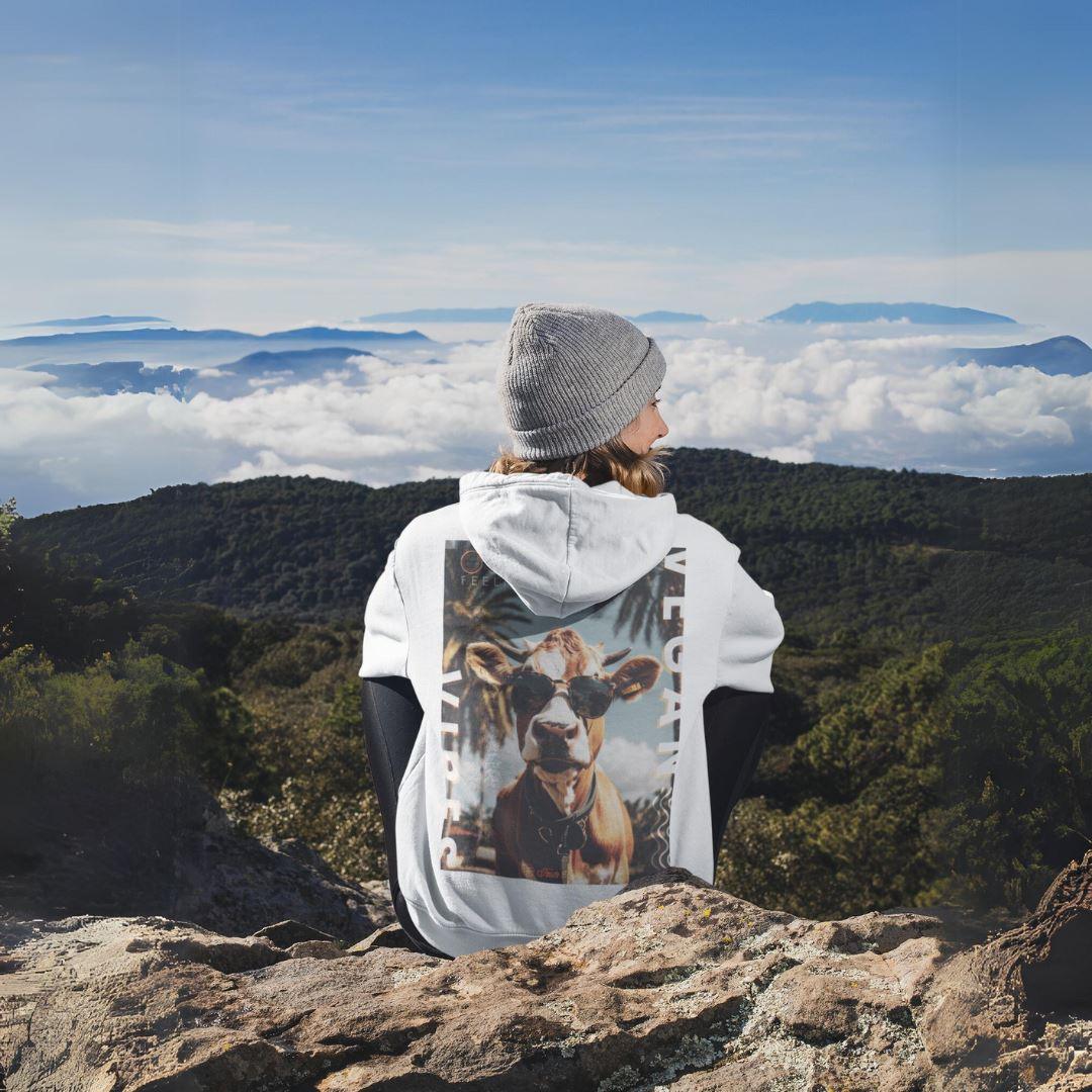 Vegan Vibes - Cow (beidseitig) - Unisex Organic Hoodie Drummer Hoodie ST/ST Shirtee