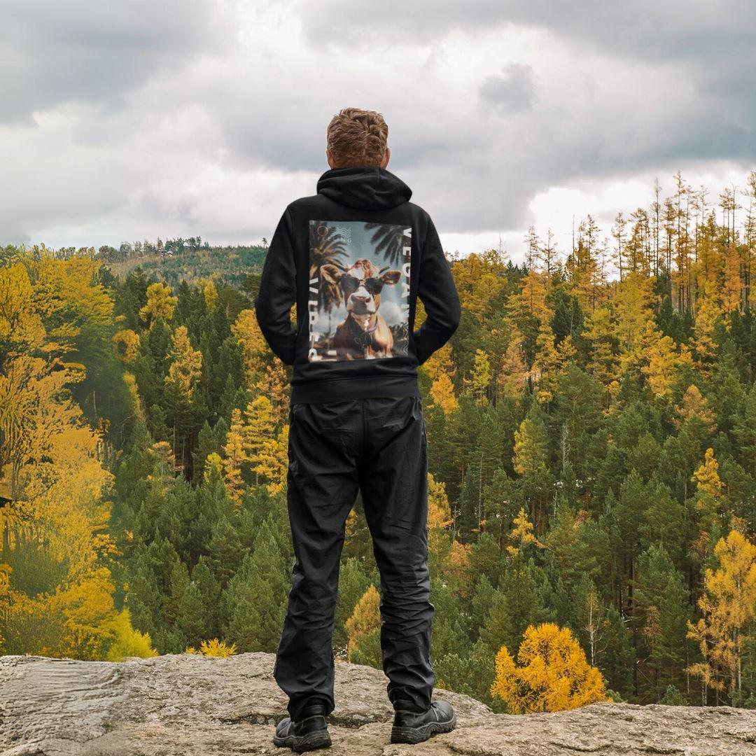 Vegan Vibes - Cow (beidseitig) - Unisex Organic Hoodie Drummer Hoodie ST/ST Shirtee