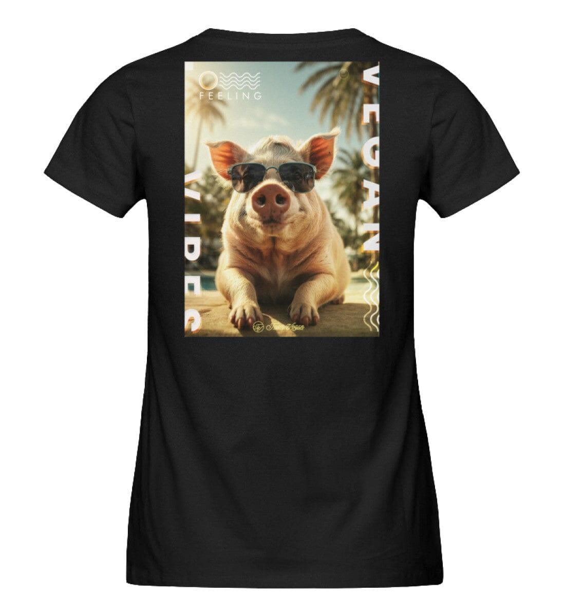 Vegan Vibes - Pig (beidseitig) - Damen Organic Shirt Stella Jazzer T-Shirt ST/ST Shirtee