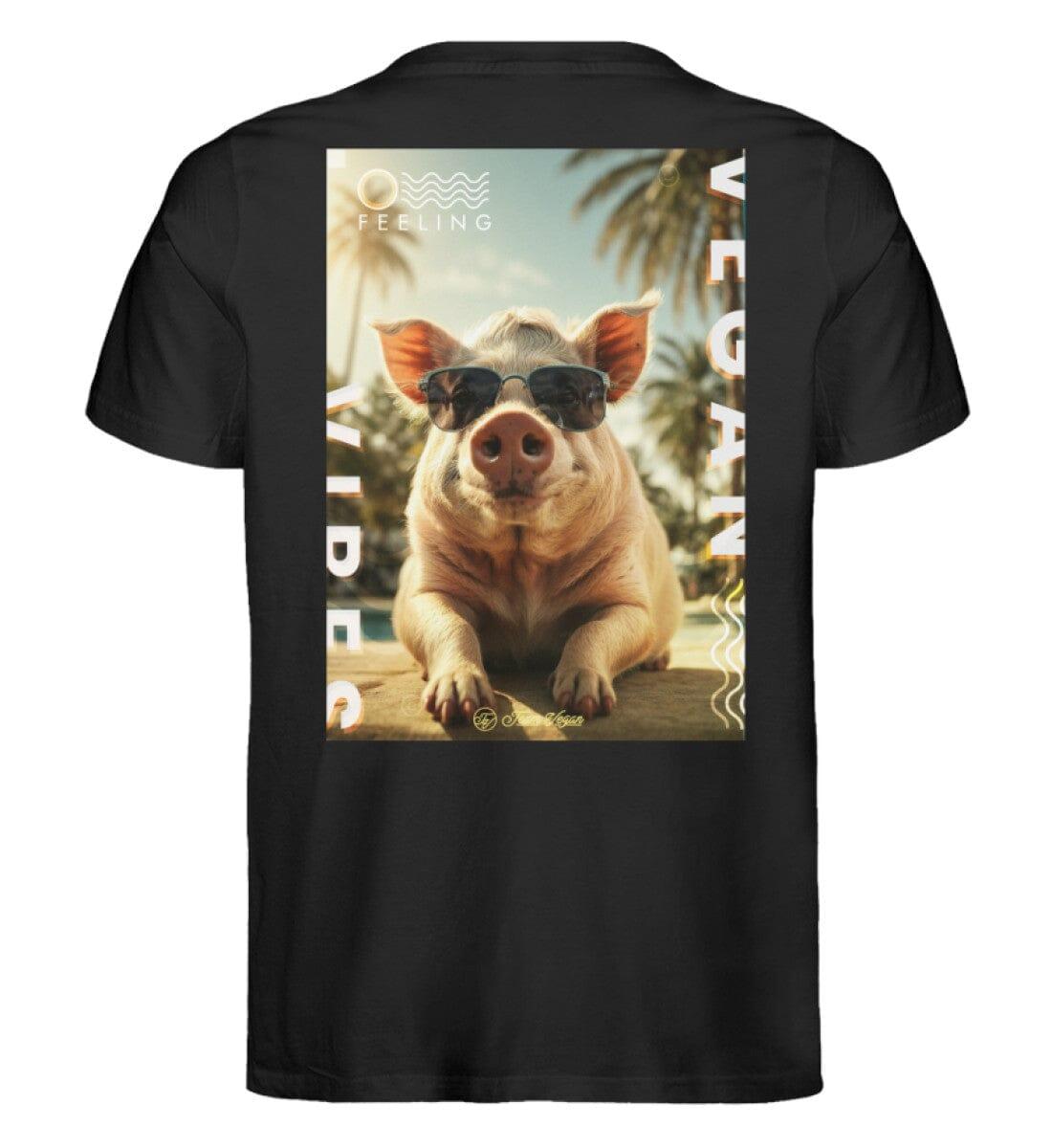 Vegan Vibes - Pig (beidseitig) - Herren Organic Shirt Rocker T-Shirt ST/ST Shirtee
