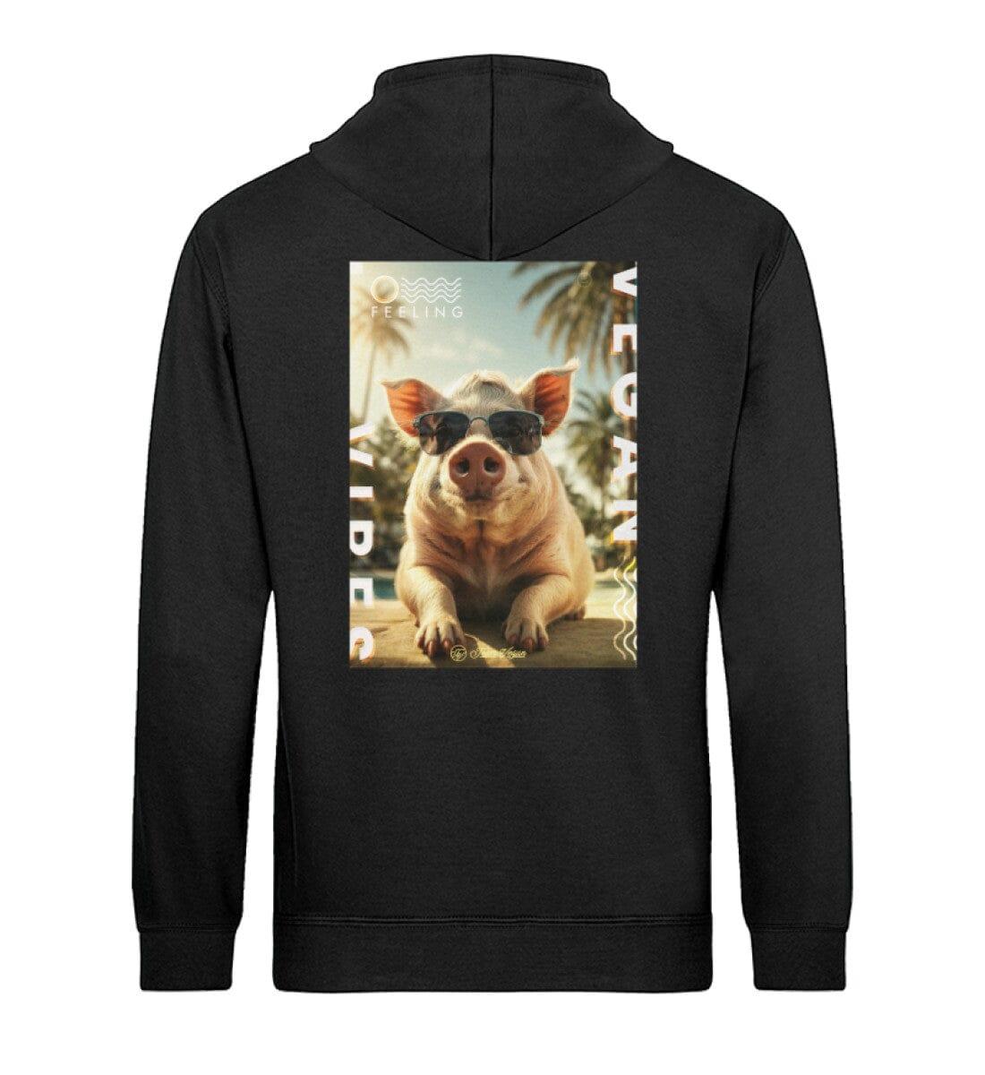 Vegan Vibes - Pig (beidseitig) - Unisex Organic Hoodie Drummer Hoodie ST/ST Shirtee
