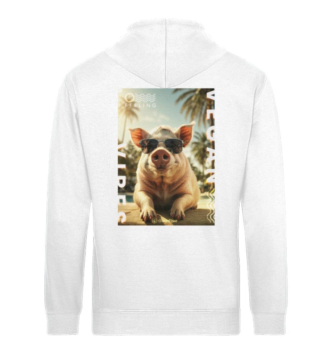 Vegan Vibes - Pig (beidseitig) - Unisex Organic Hoodie Drummer Hoodie ST/ST Shirtee