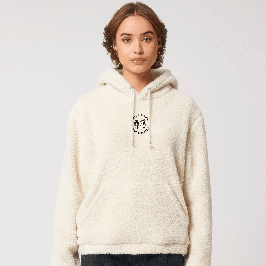 Animal Liberation - Sherpa Kuschel Hoodie mit Stick - Team Vegan © vegan t shirt