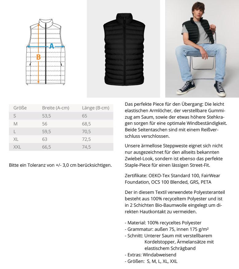 Comeback (weiß) - Climber Steppweste ST/ST mit Stick - Team Vegan © vegan t shirt