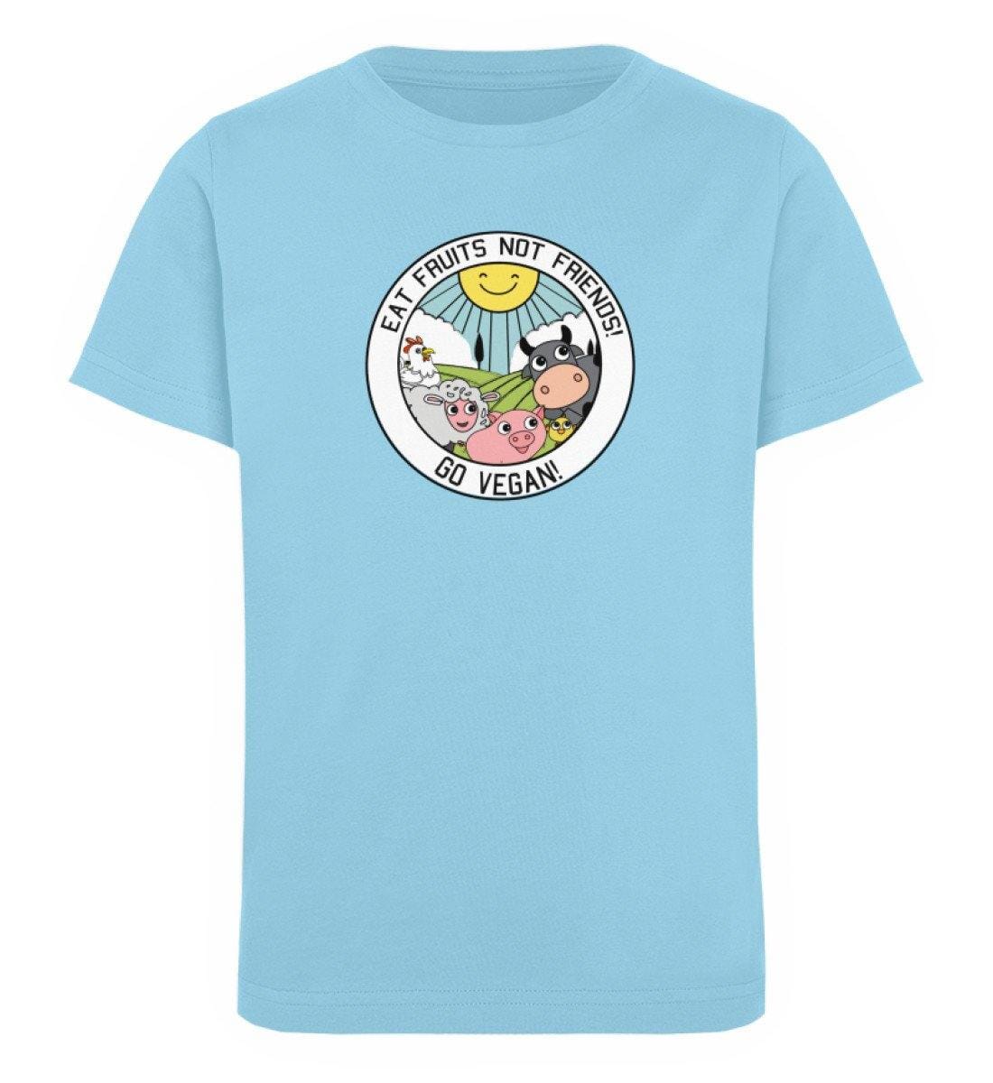 Eat Fruits Not Friends - Kinder Organic T-Shirt Mini Creator T-Shirt ST/ST Shirtee Himmelblau 12/14 (152/164)