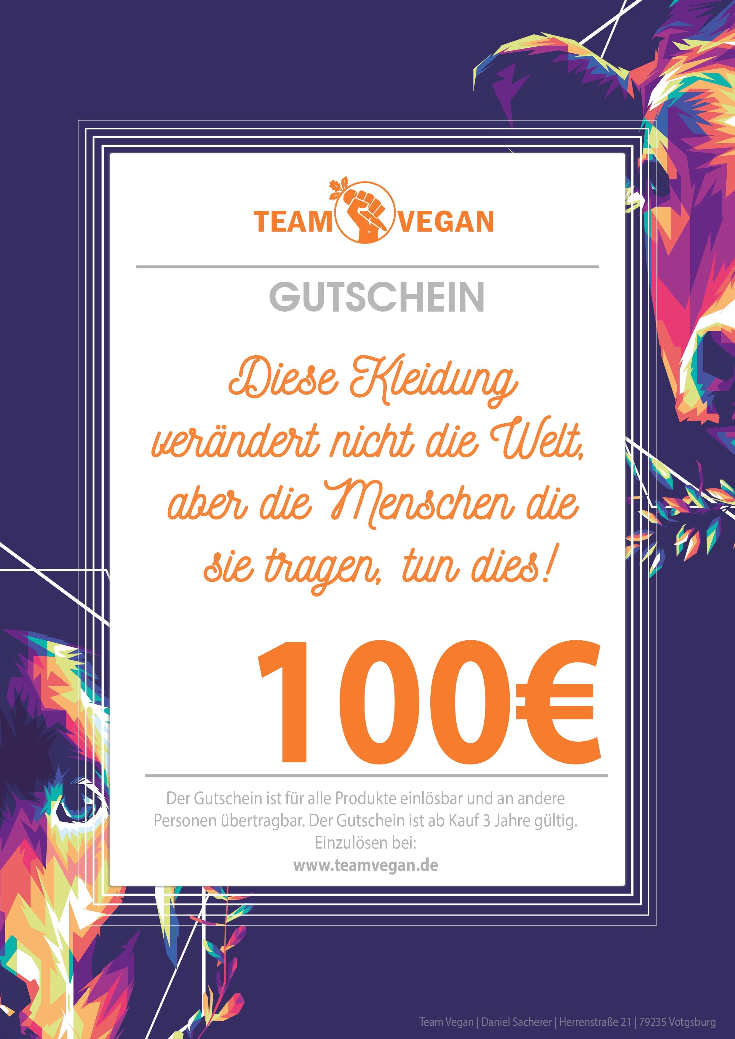 Geschenk Gutschein - Team Vegan © vegan t shirt