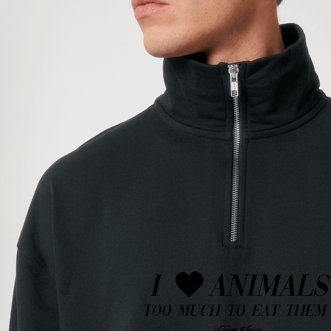 I Love Animals - Zipper Hoodie mit Stick - Team Vegan © vegan t shirt