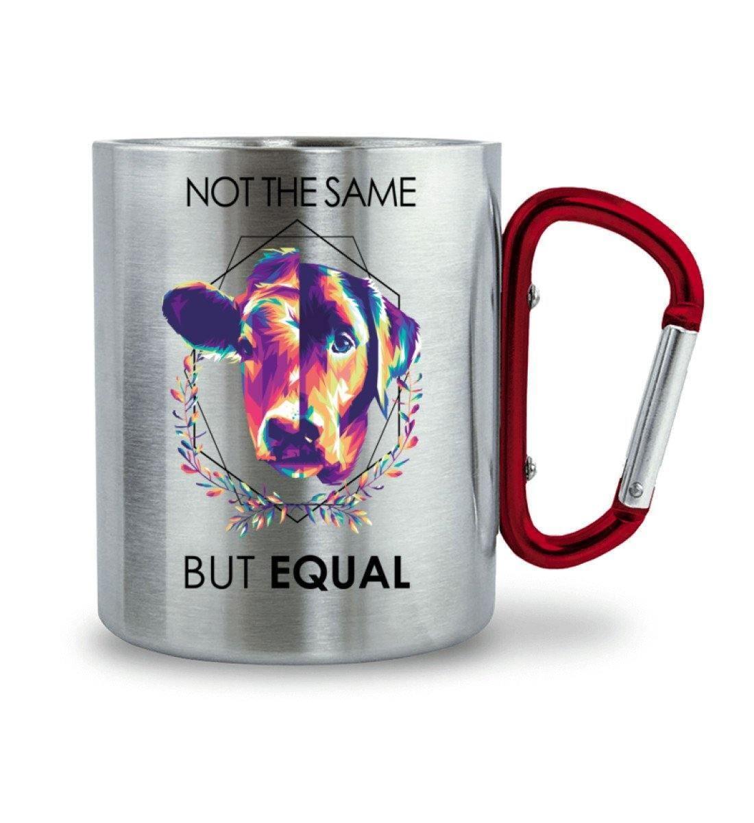 Not the same but equal - Edelstahltasse mit Karabinergriff Edelstahltasse mit Karabinergriff Shirtee Roter Karabiner 200ml