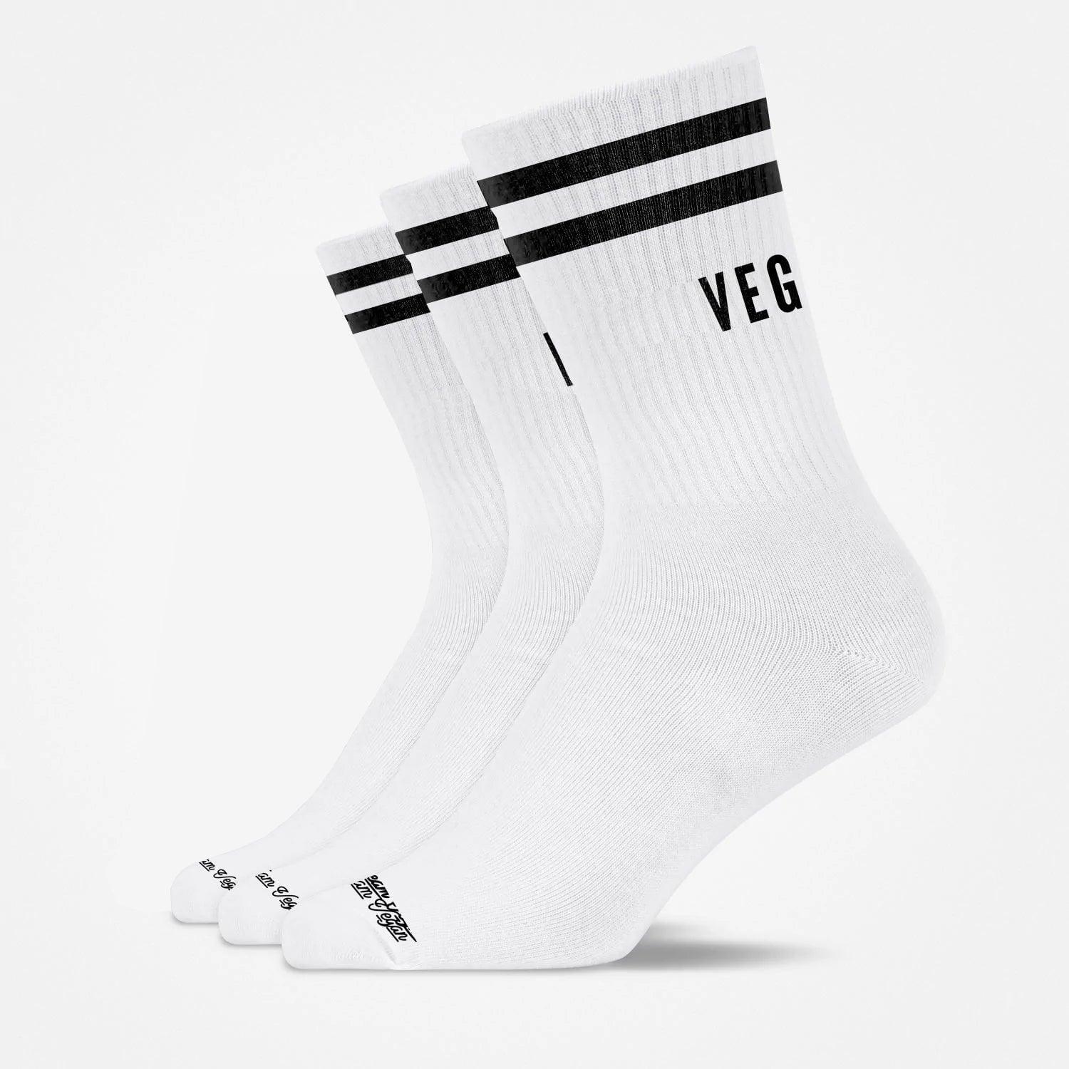 VEGAN IS LOVE - Hohe Sportsocken mit Streifen aus Bio-Baumwolle - 3 Paar - Team Vegan © vegan t shirt
