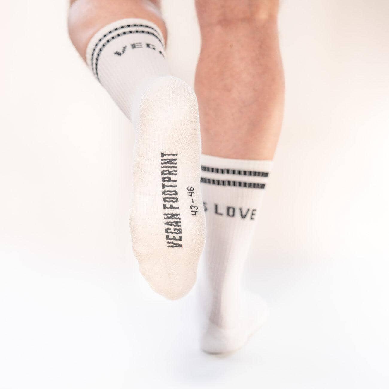 VEGAN IS LOVE - Hohe Sportsocken mit Streifen aus Bio-Baumwolle - 3 Paar - Team Vegan © vegan t shirt