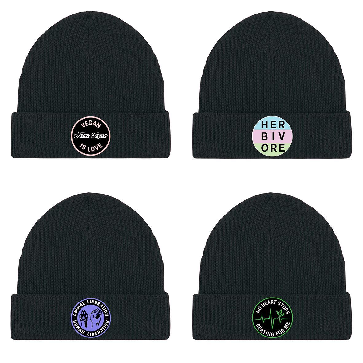 Vegan Liebling Beanie mit Patch - Team Vegan © vegan t shirt