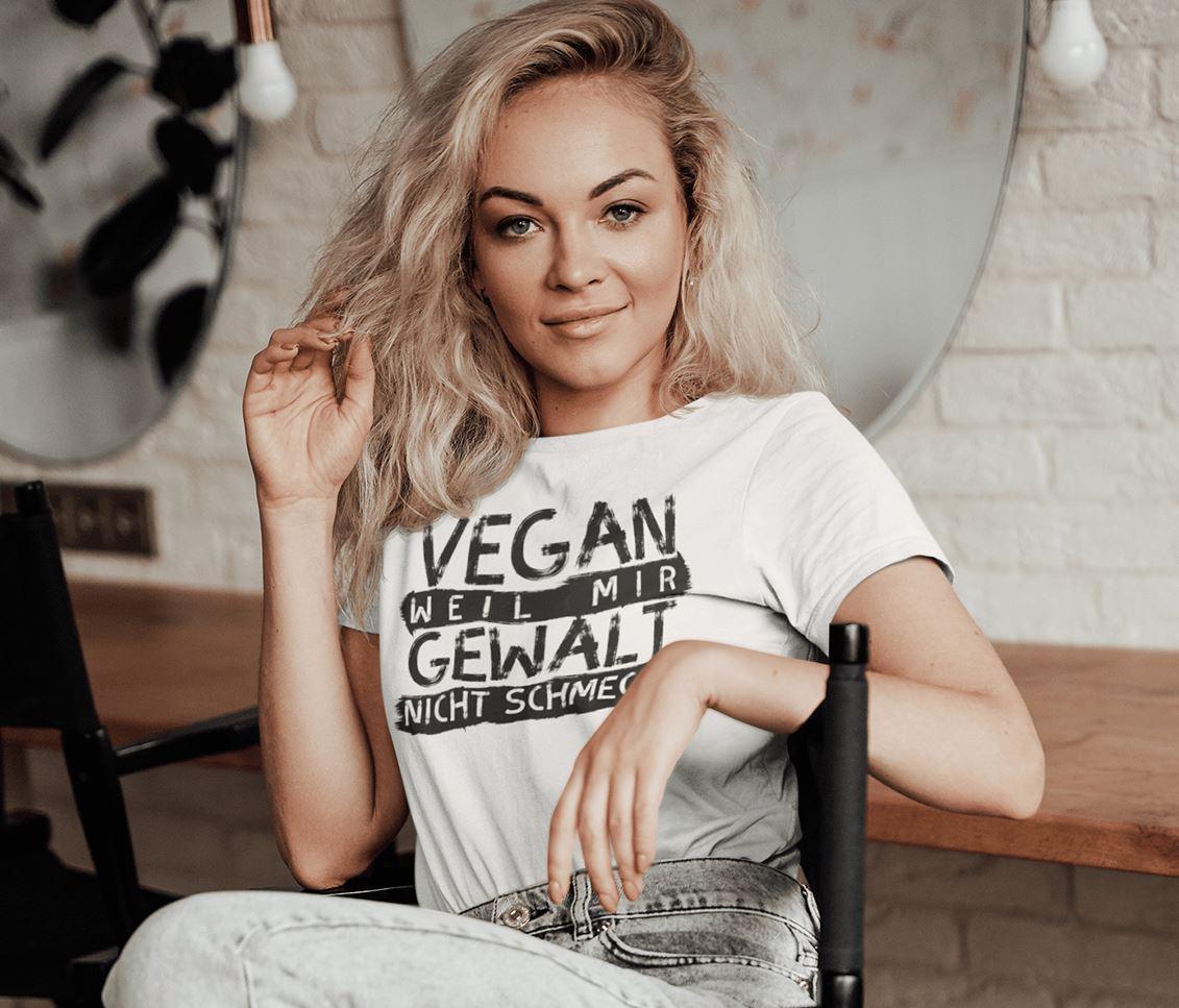 Vegan weil mir Gewalt nicht schmeckt - Damen Organic Shirt - Team Vegan © vegan t shirt