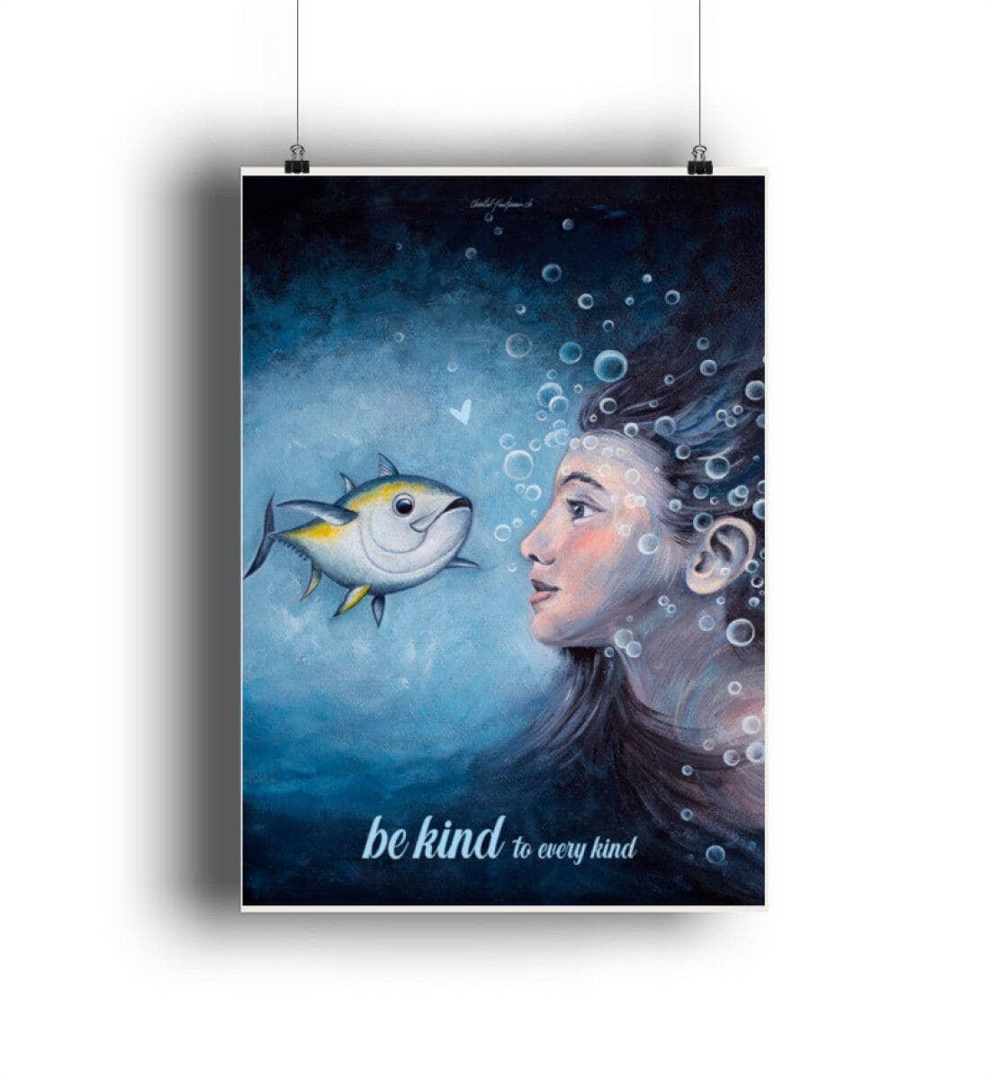 Be Kind Fish [Chantal Kaufmann] - Poster Poster Hochformat Shirtee 4C Print DIN-A1 