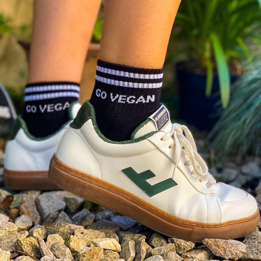 Go Vegan - Retro Sneaker Socken mit Streifen aus Bio-Baumwolle - 4er Set - Team Vegan © vegan t shirt