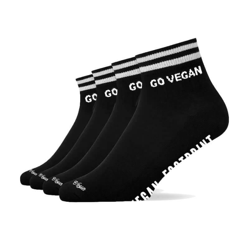 Go Vegan - Retro Sneaker Socken mit Streifen aus Bio-Baumwolle - 4er Set 72--Accessoires Shirtee Schwarz 36-38 