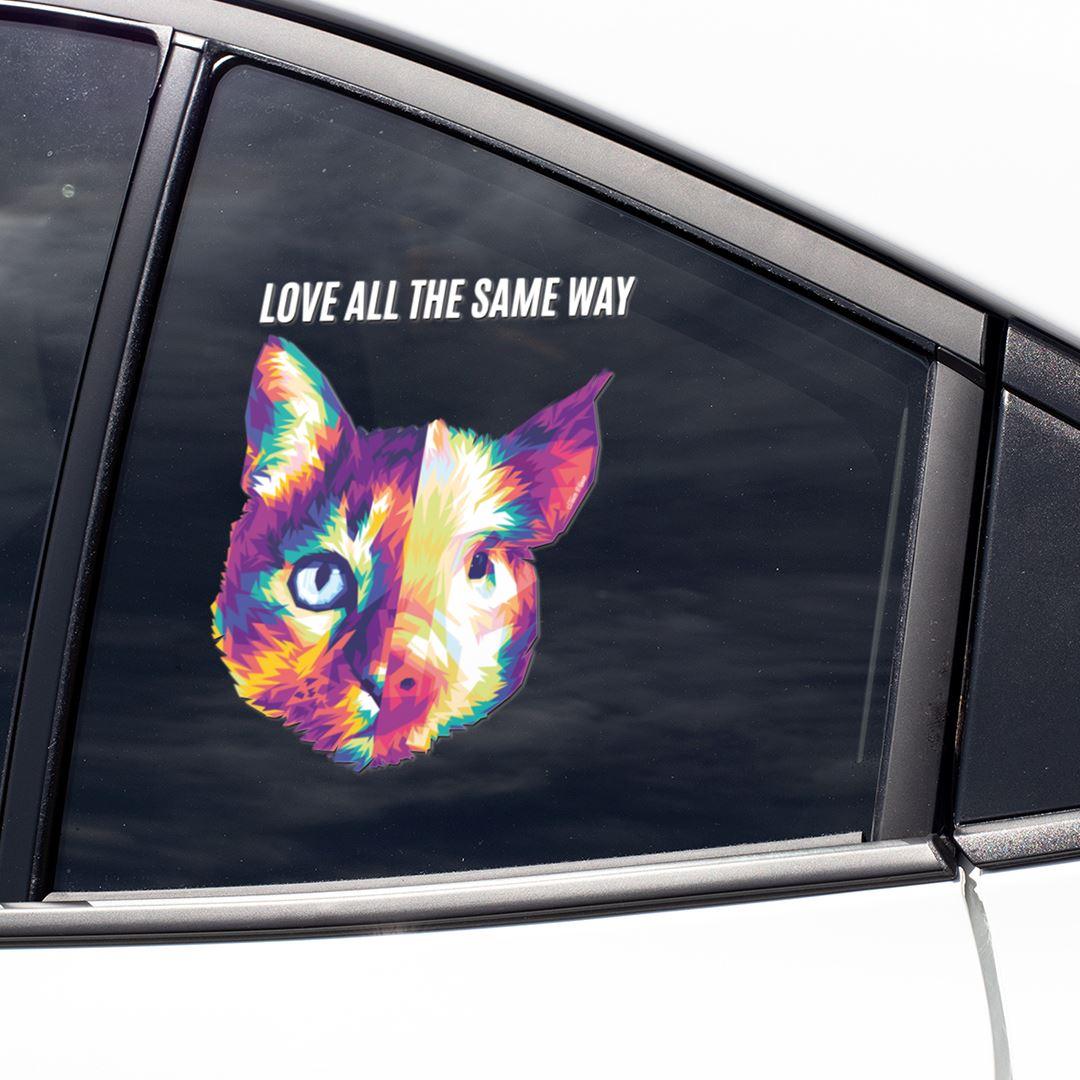 Love All The Same Way - Autoaufkleber Sticker - Team Vegan © vegan t shirt