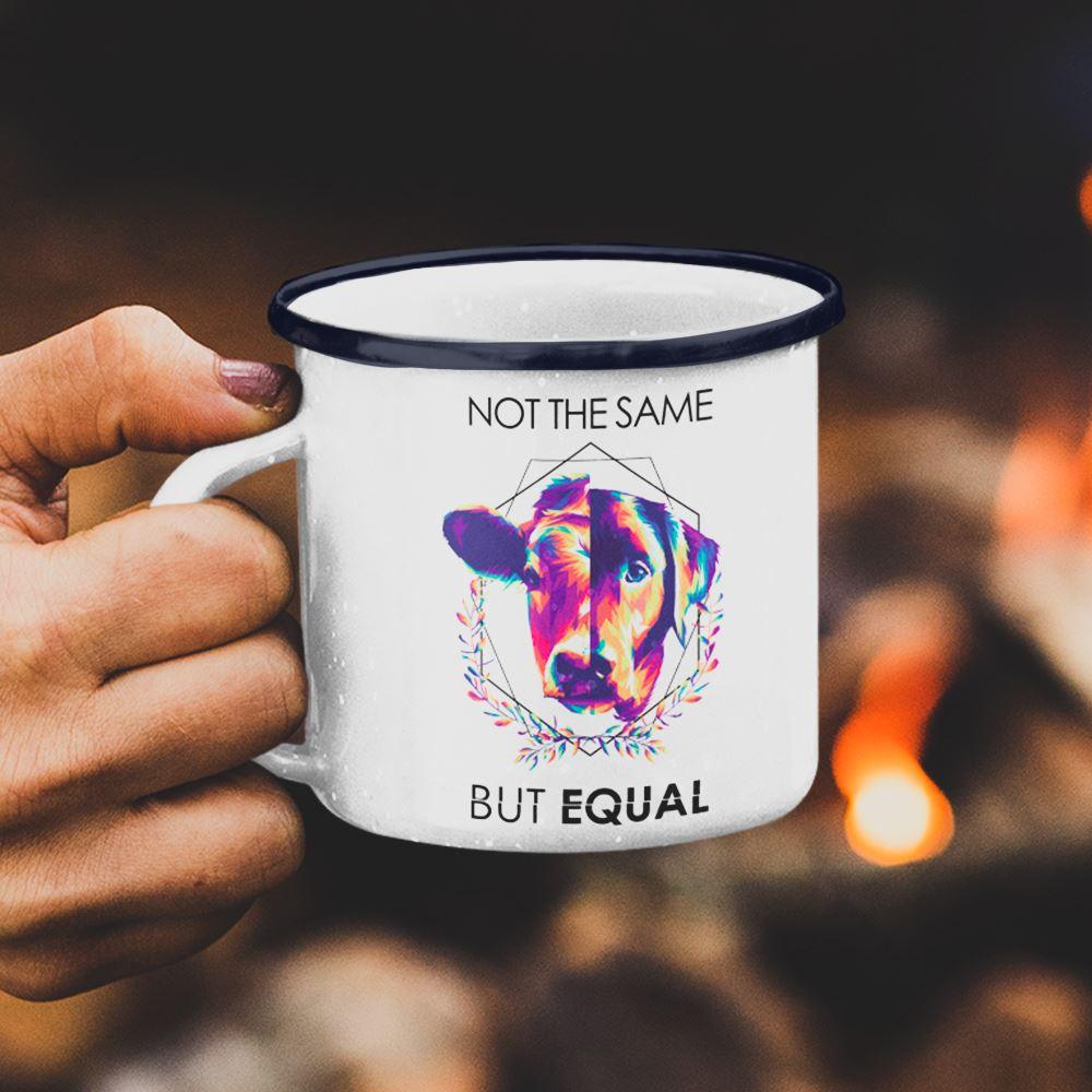 Not The Same But Equal - Emaille Tasse - Team Vegan © vegan t shirt