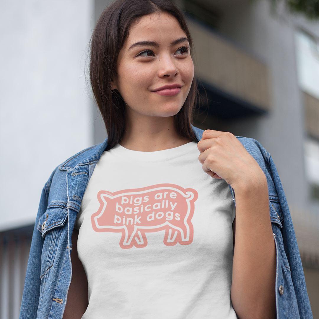 pigs are basically pink dogs - Damen Organic Shirt - Team Vegan © vegan t shirt