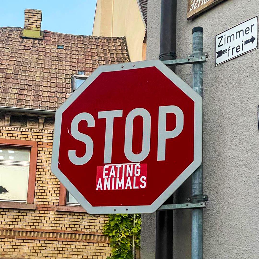 Stop eating animals - Stopschild - 10 Sticker 72--Accessoires Shirtee 