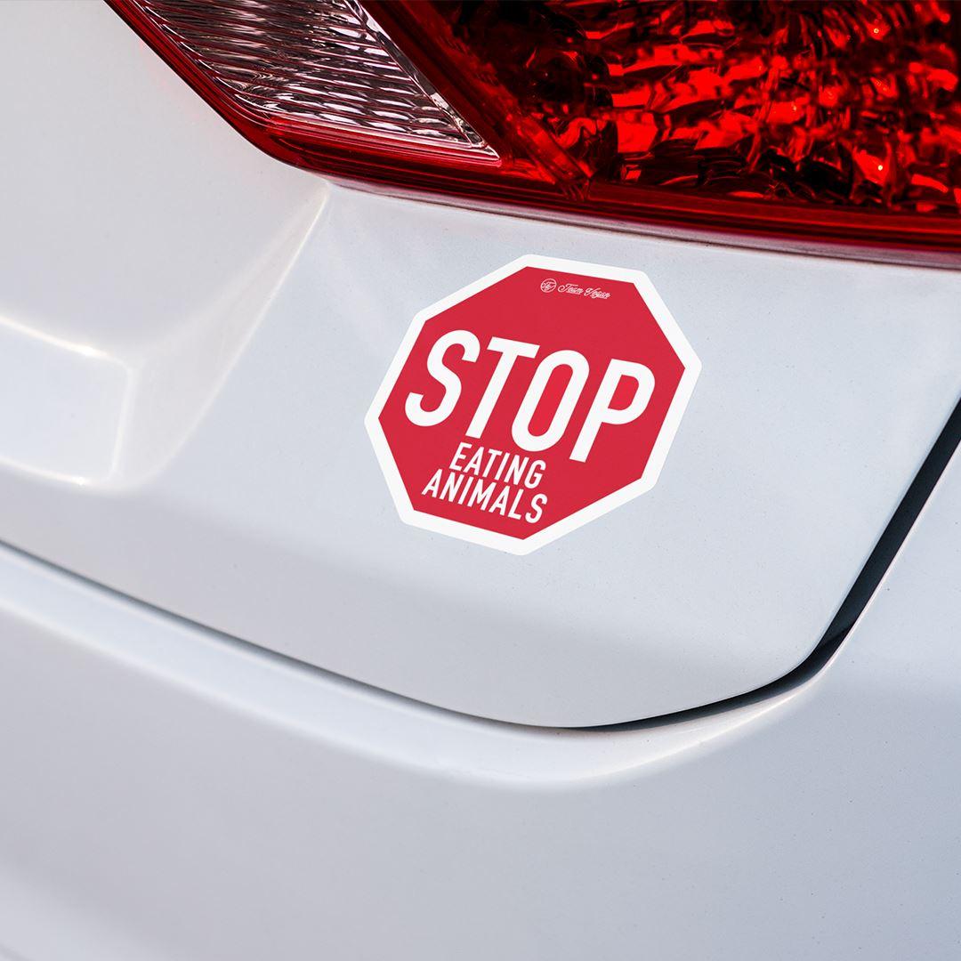 Stop Eating Animals - Stopschild 20 Sticker - Team Vegan © vegan t shirt