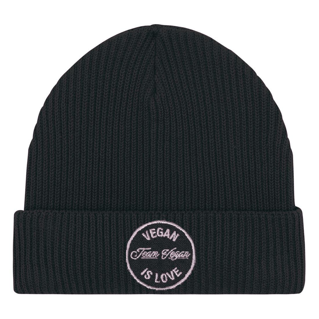 Vegan Liebling Beanie mit Patch 72--Accessoires Shirtee Vegan Is Love 