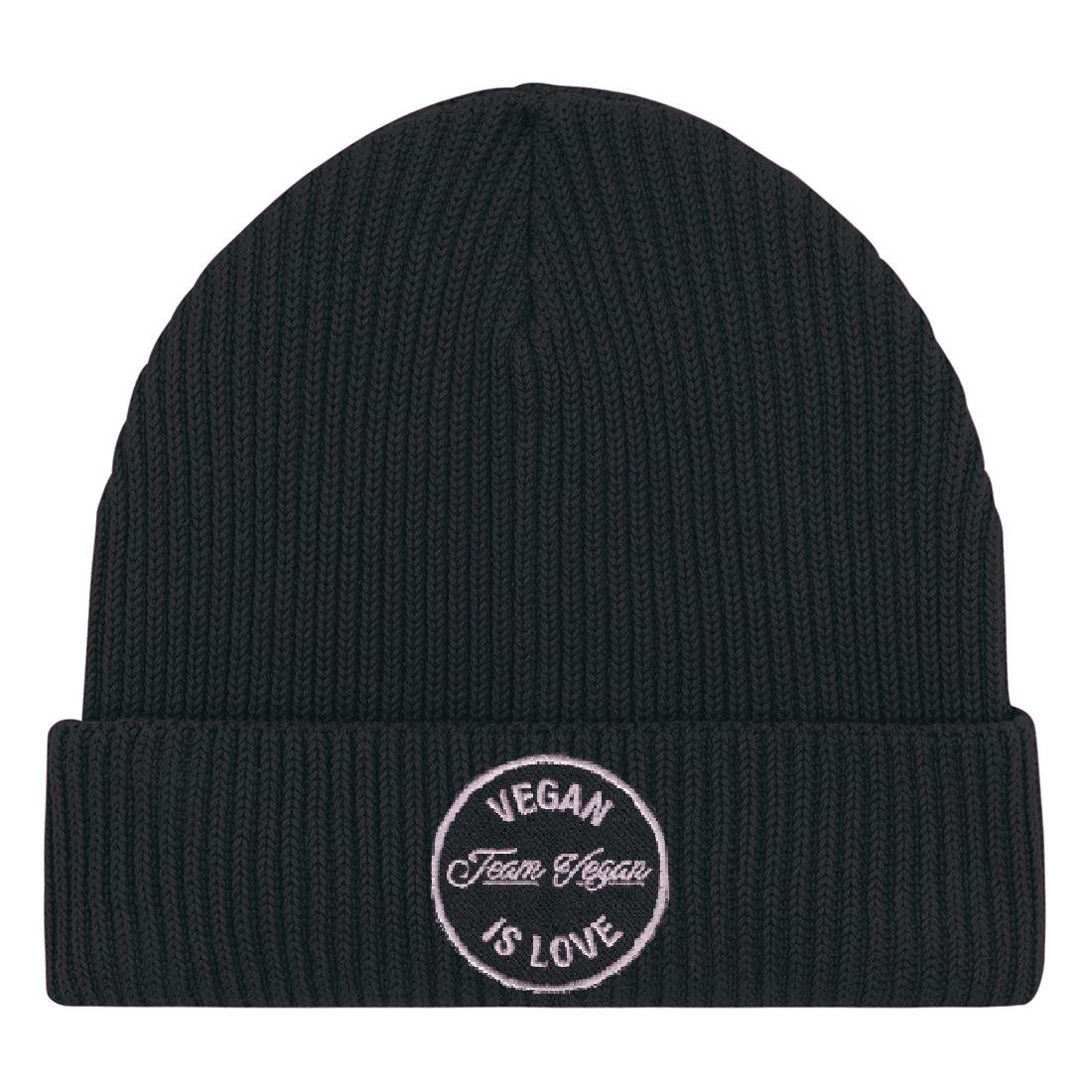 Vegan Liebling Beanie mit Patch - Team Vegan © vegan t shirt