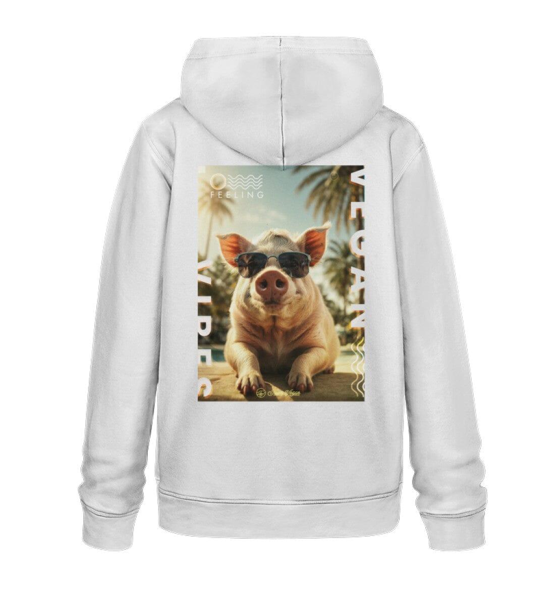 Vegan Vibes - Pig - Unisex Organic Hoodie Drummer Hoodie 2.0 ST/ST Shirtee White XS 