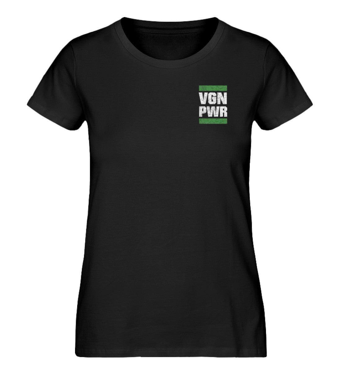 VGN PWR / Back - (beidseitig) - Damen Organic Shirt Stella Jazzer T-Shirt ST/ST Shirtee Schwarz XS 