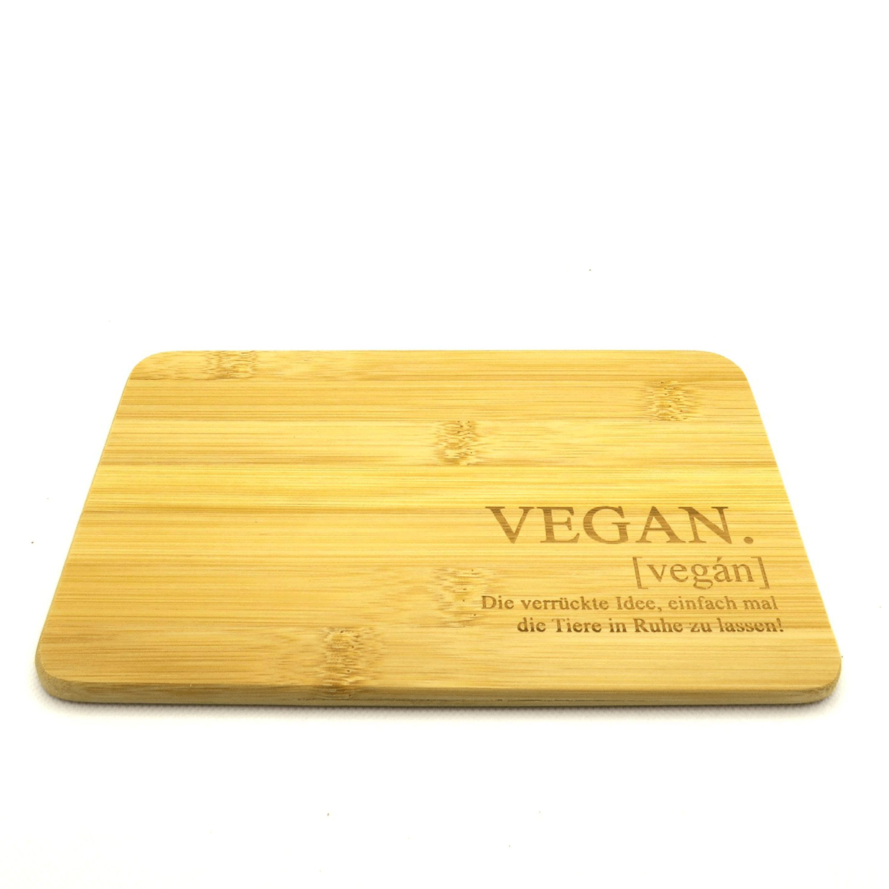 Bambus Vesper Brettchen mit Gravur - Team Vegan © vegan t shirt