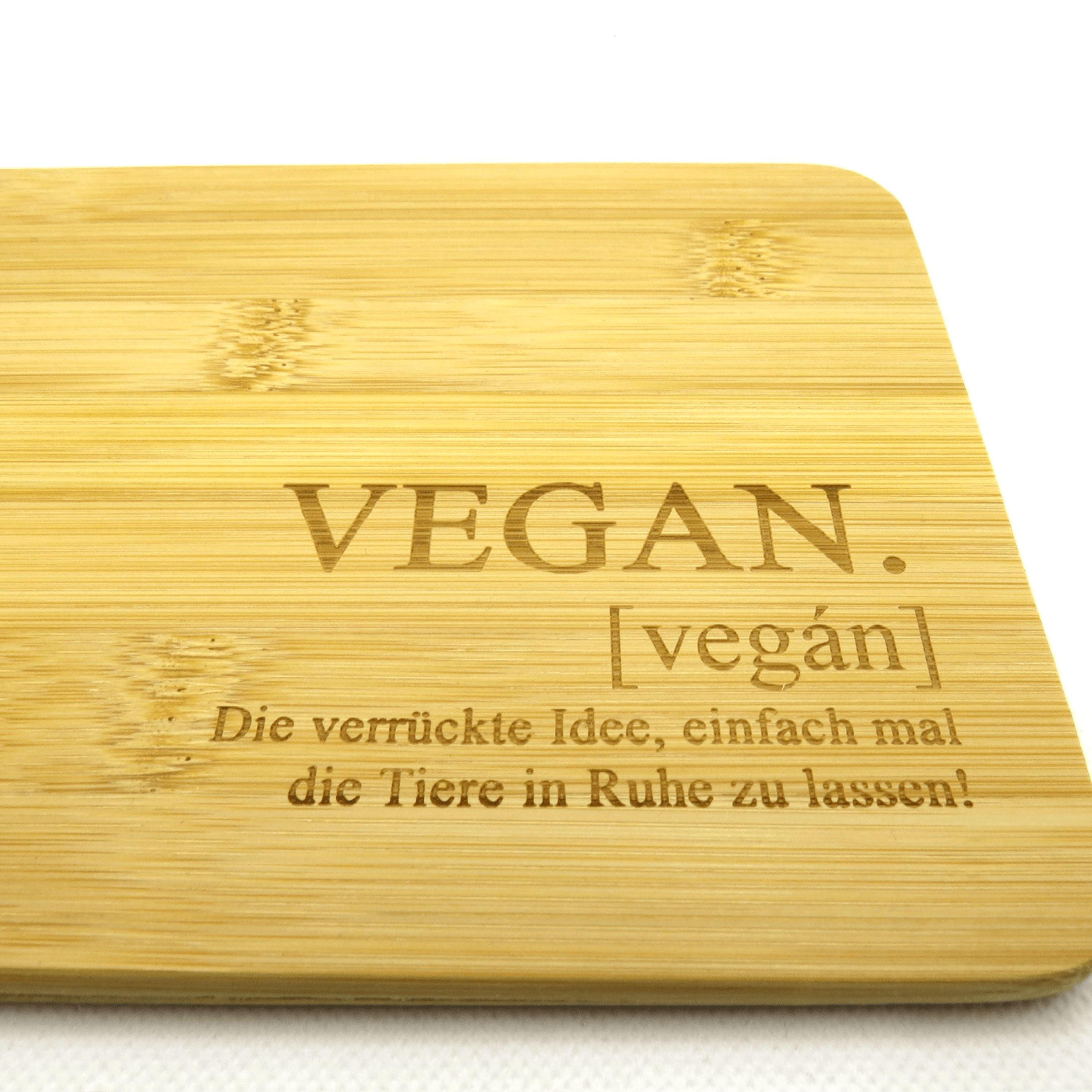 Bambus Vesper Brettchen mit Gravur - Team Vegan © vegan t shirt
