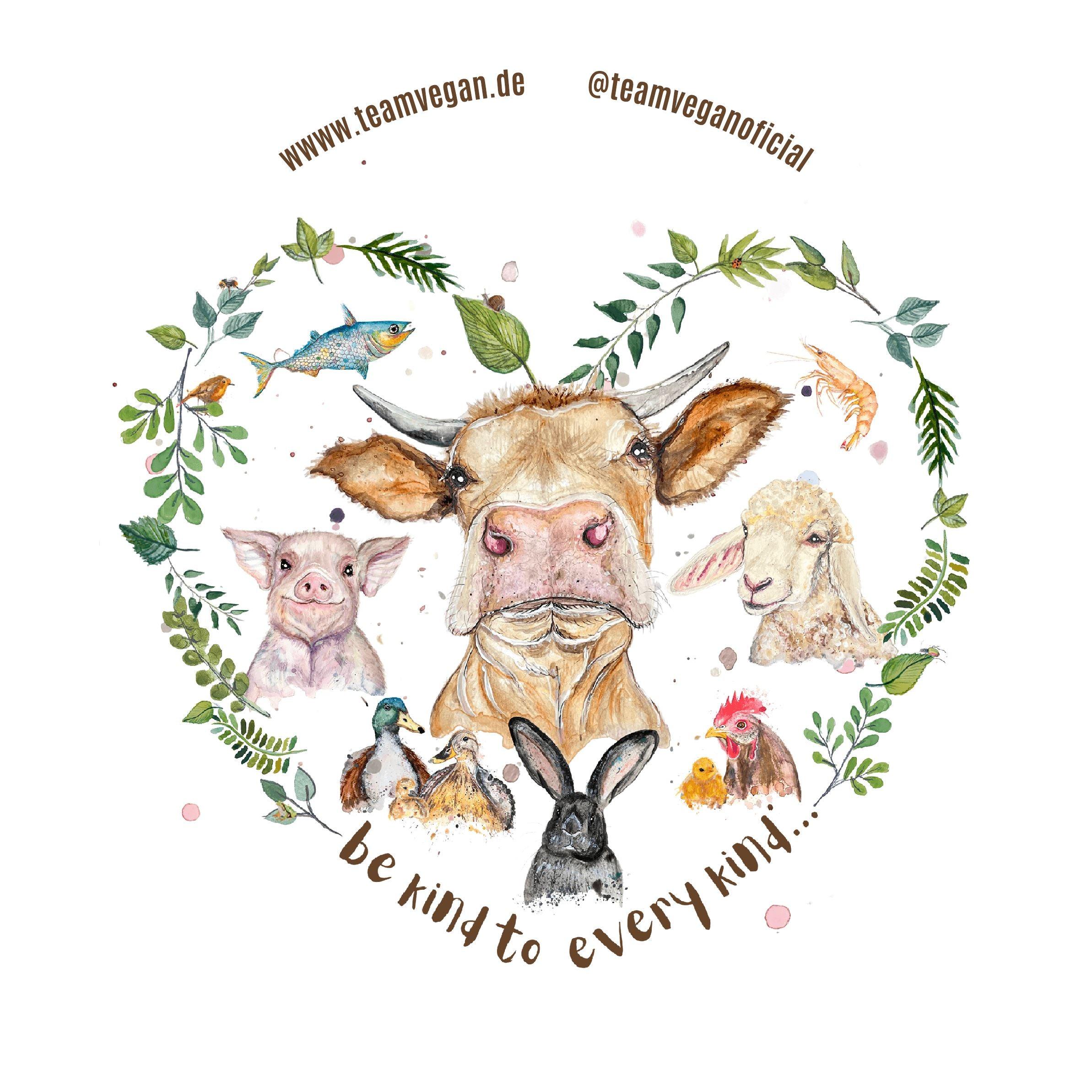 Be Kind To Every Kind [Svenja Rakel] - 20 Sticker - Team Vegan © vegan t shirt