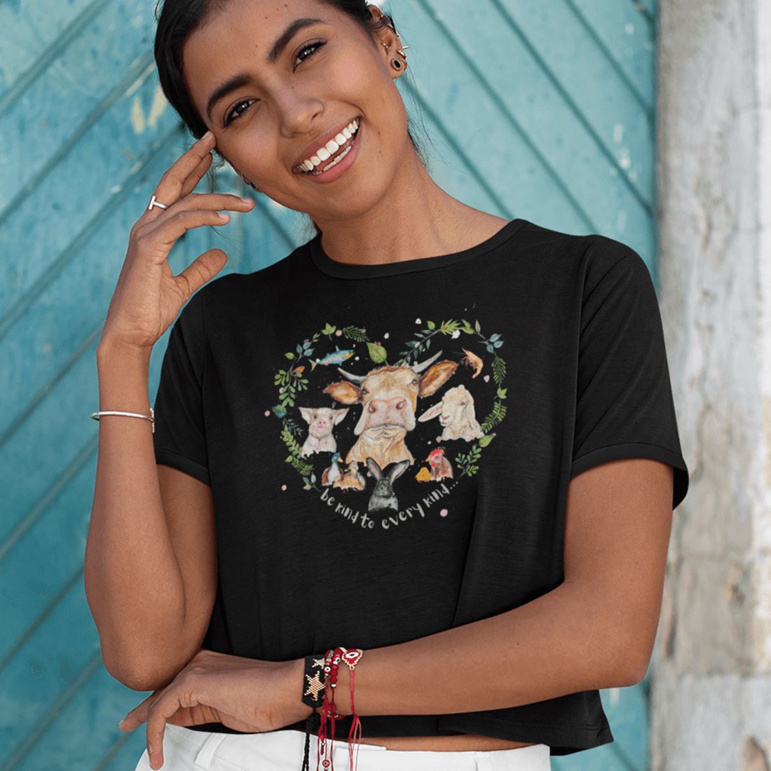 Be kind to every kind [Svenja Rakel] - Boyfriend Organic Crop Top Boyfriend Organic Crop Top Shirtee 