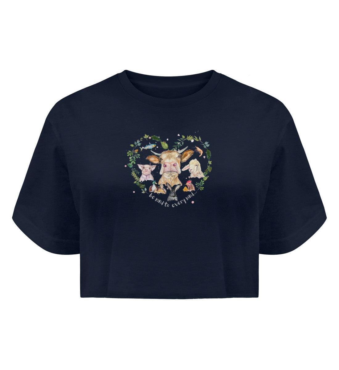 Be kind to every kind [Svenja Rakel] - Boyfriend Organic Crop Top Boyfriend Organic Crop Top Shirtee French Navy S 