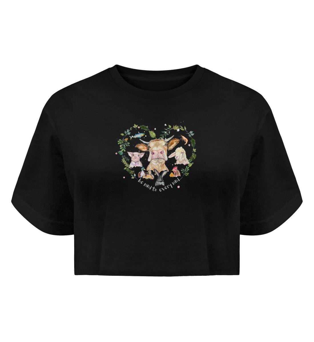 Be kind to every kind [Svenja Rakel] - Boyfriend Organic Crop Top Boyfriend Organic Crop Top Shirtee Schwarz S 