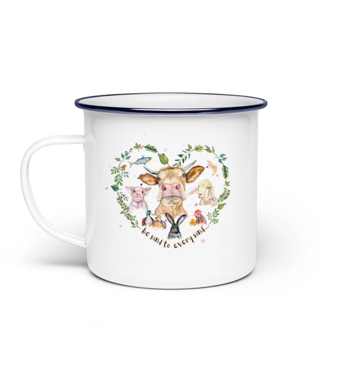 Be kind to every kind [Svenja Rakel] - Emaille Tasse - Team Vegan © vegan t shirt