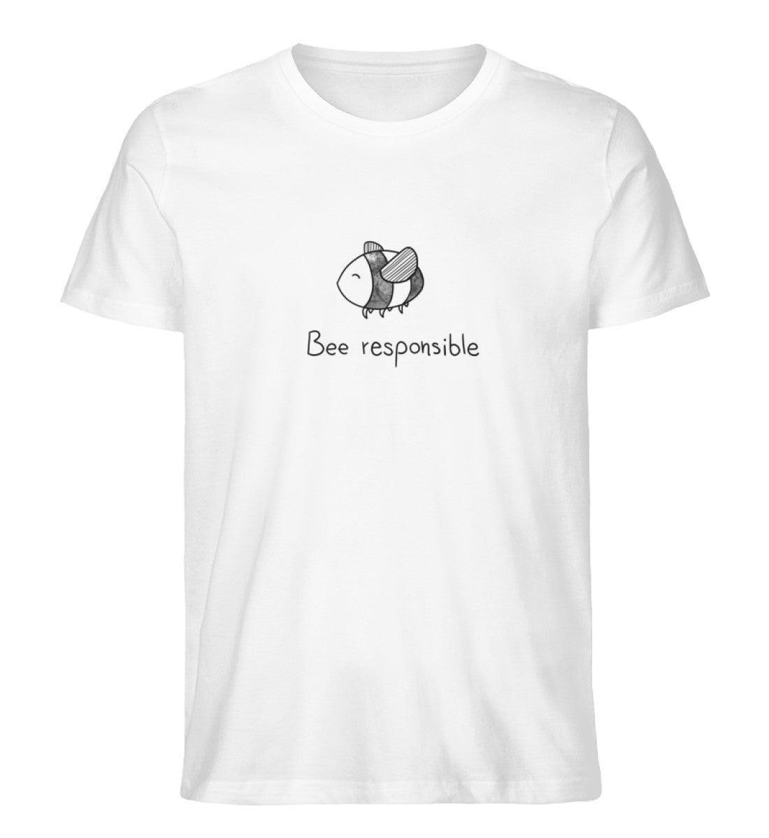 Bee responsible [Herr Tierfreund] - Unisex Organic Shirt Rocker T-Shirt ST/ST Shirtee White S 