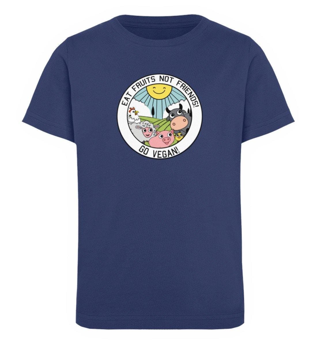 Eat Fruits Not Friends - Kinder Organic T-Shirt Mini Creator T-Shirt ST/ST Shirtee French Navy 12/14 (152/164) 