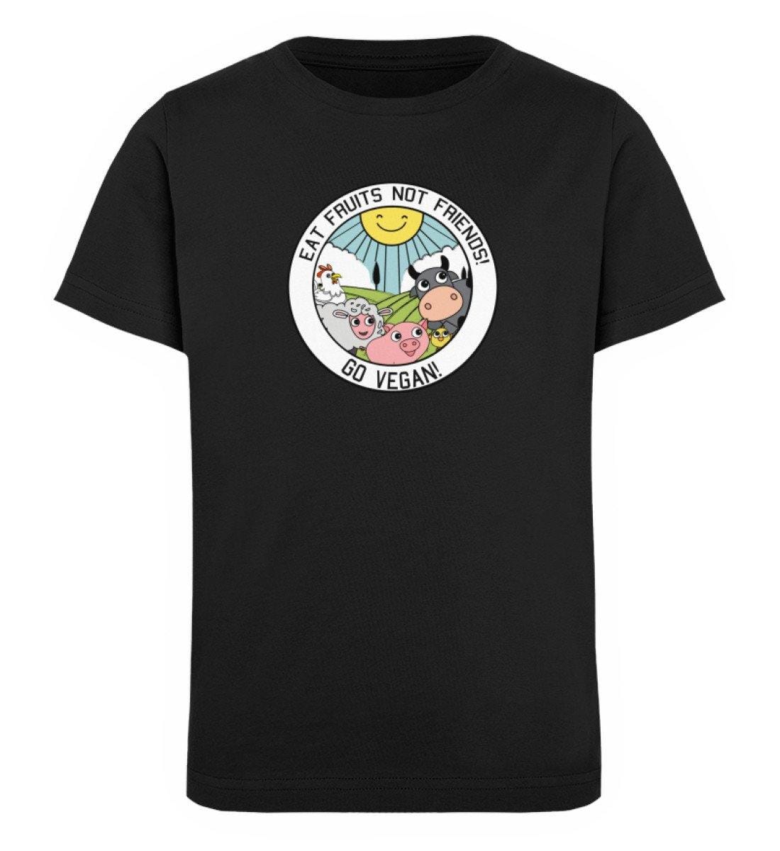 Eat Fruits Not Friends - Kinder Organic T-Shirt Mini Creator T-Shirt ST/ST Shirtee Schwarz 12/14 (152/164) 