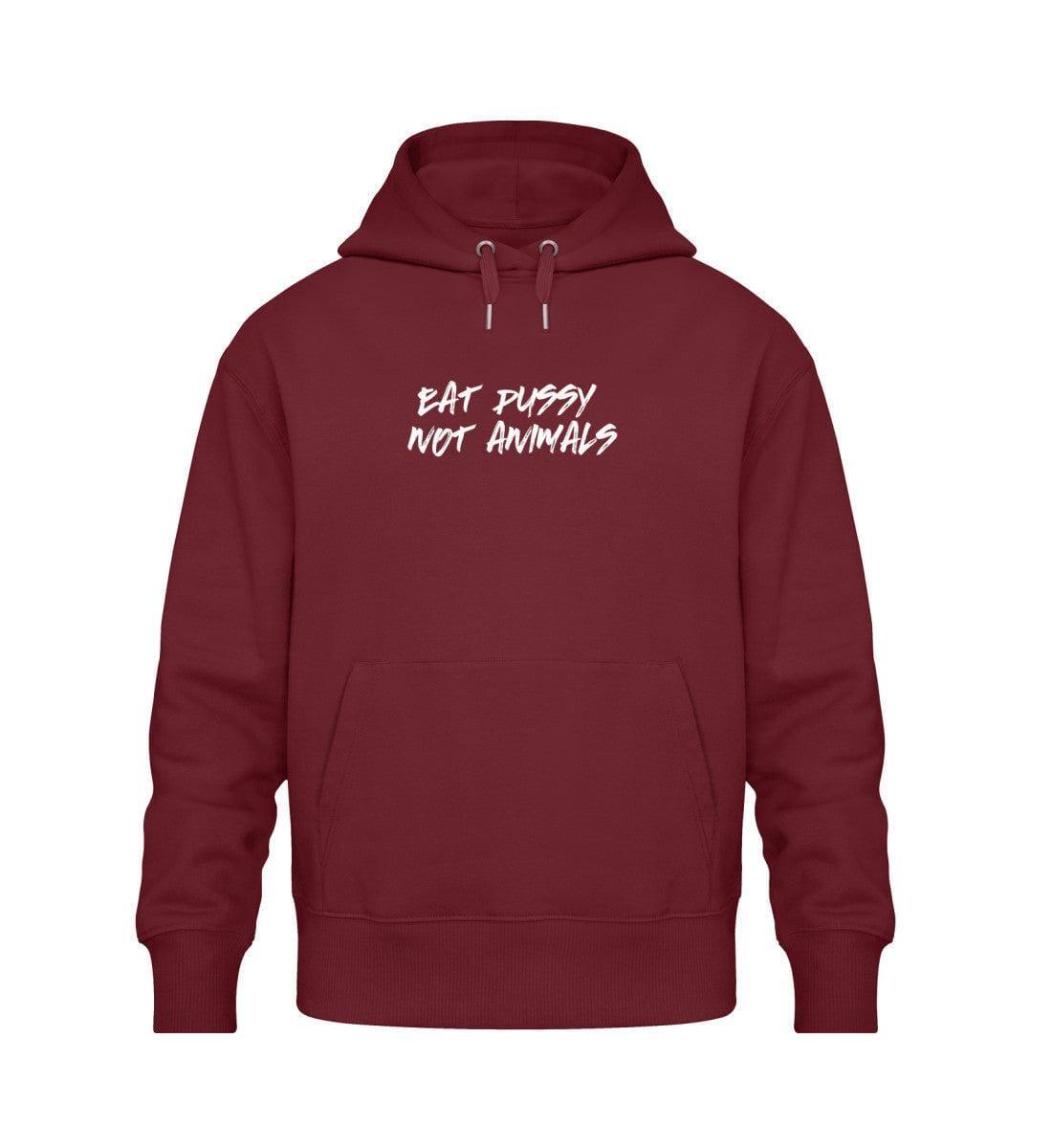 Eat pussy not animals - Unisex Oversized Organic Hoodie Slammer Oversized Hoodie ST/ST Shirtee Burgundy XS 