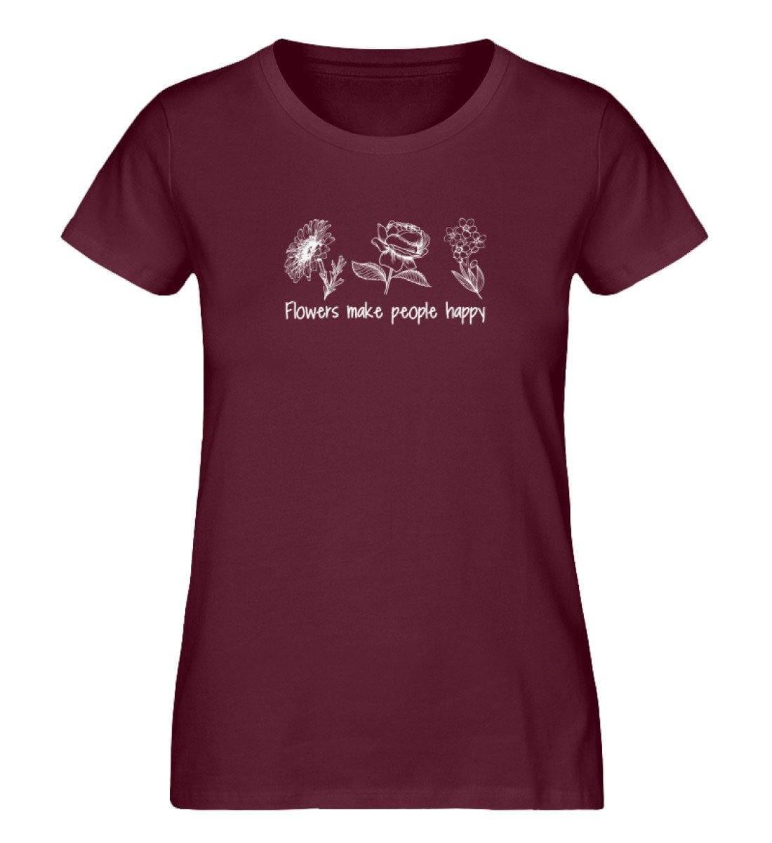 Flowers Make People Happy - Damen Organic Shirt Stella Jazzer T-Shirt ST/ST Shirtee Burgundy S 