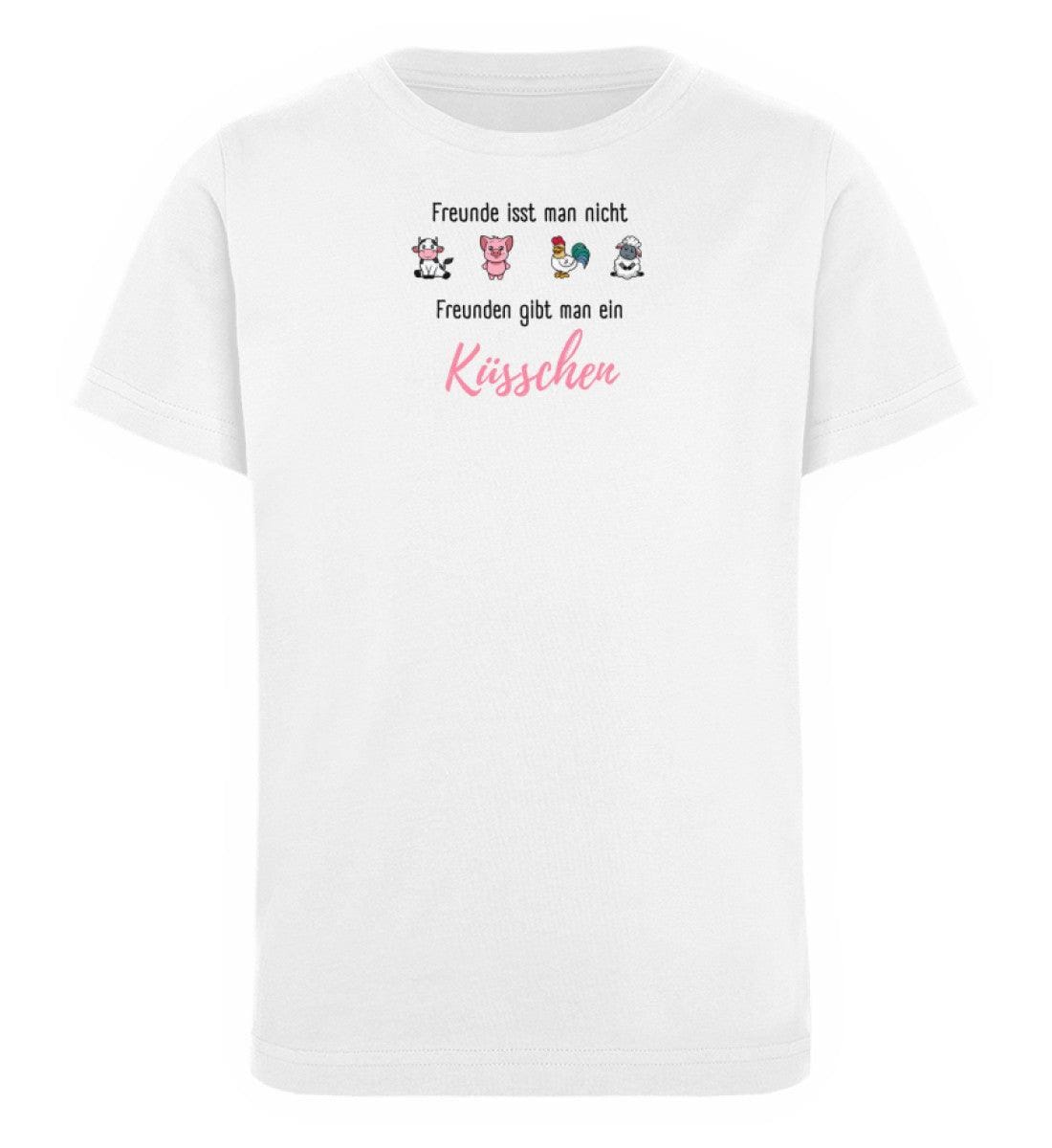 Freunden gibt man ein Küsschen - Kinder Organic T-Shirt Mini Creator T-Shirt ST/ST Shirtee White 12/14 (152/164) 