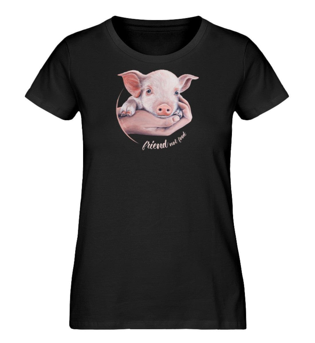 Friend not Food Schwein [Chantal Kaufmann] - Damen Organic Shirt Stella Jazzer T-Shirt ST/ST Shirtee Schwarz XS 
